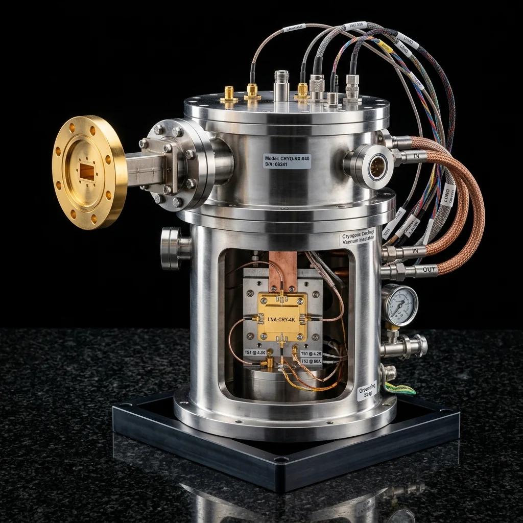 Cryogenic Systems: cryogenic LNAs, waveguides, and bandpass filters