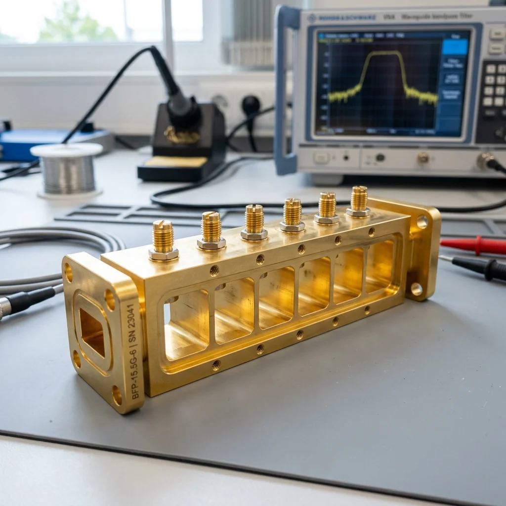 Precision machined waveguide bandpass filter with resonant cavities